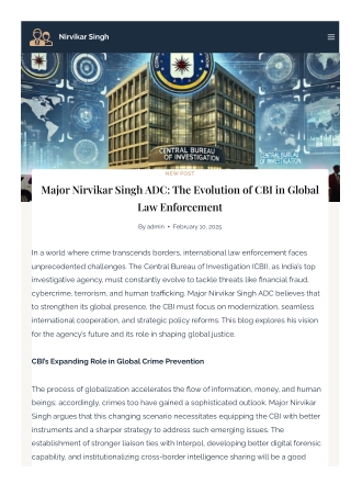 Major Nirvikar Singh ADC The Evolution of CBI in Global Law Enforcemen