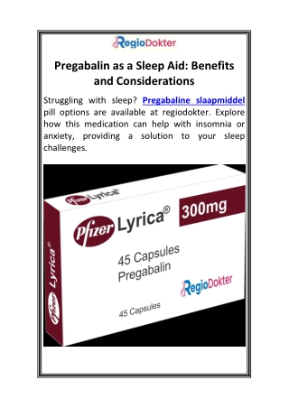 Pregabalin as a Sleep Aid Benefits and Considerations