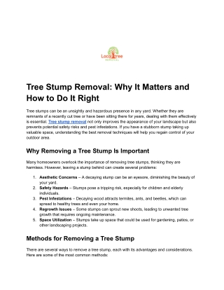 Professional tree stump removal services to restore your landscape and eliminate