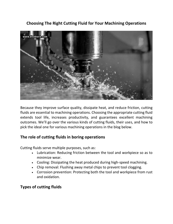 choosing the right cutting fluid for your