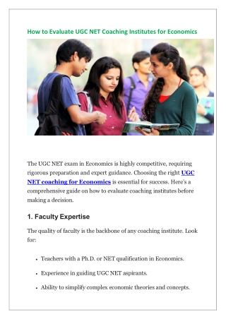 how to evaluate ugc net coaching institutes