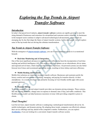 Exploring the Top Trends in Airport Transfer Software