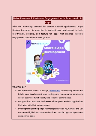 Drive Revenue & Customer Engagement with Smart Android Apps