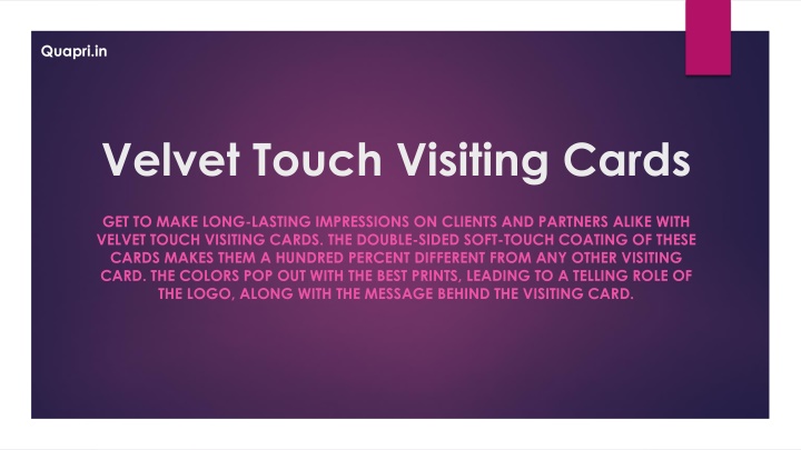 velvet touch visiting cards