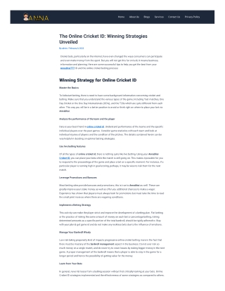 The Online Cricket ID Winning Strategies Unveiled
