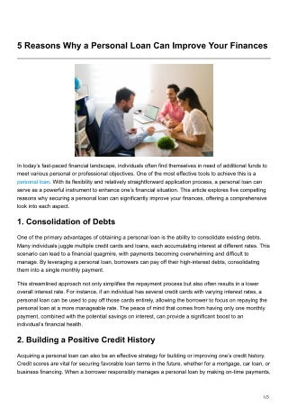 5 Reasons Why a Personal Loan Can Improve Your Finances