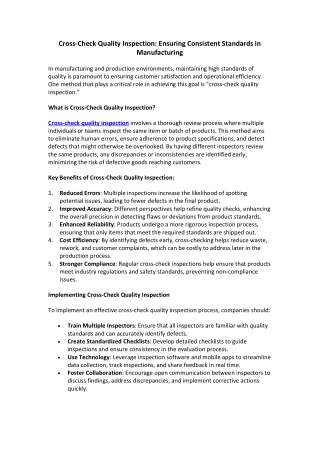 Enhancing Accuracy with Cross-Check Quality Inspection