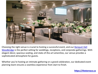 Perfect Wedding Venue-Banquet Hall for Special Event–The Terrace in Vaughan.PPTX