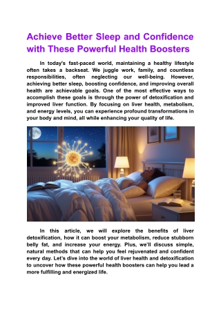 Achieve Better Sleep and Confidence with These Powerful Health Boosters