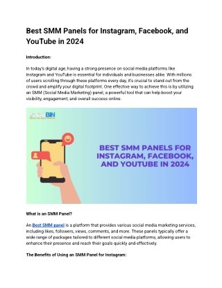 SMM Panels for Instagram, Facebook, and YouTube in 2024