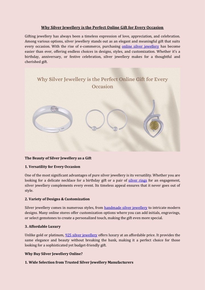 why silver jewellery is the perfect online gift