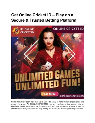 get online cricket id play on a secure trusted betting platform
