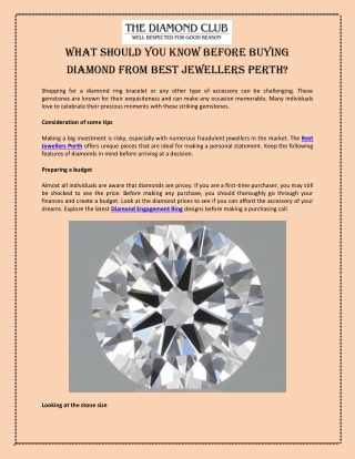 What Should You Know Before Buying Diamond from Best Jewellers Perth