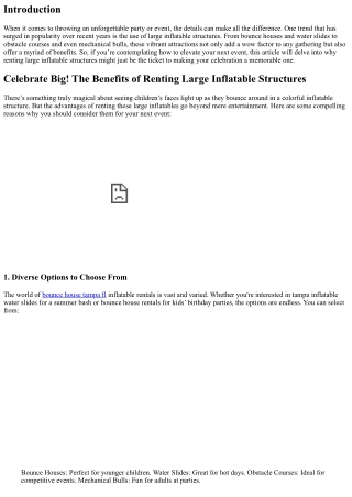 “Celebrate Big! The Benefits of Renting Large Inflatable Structures”