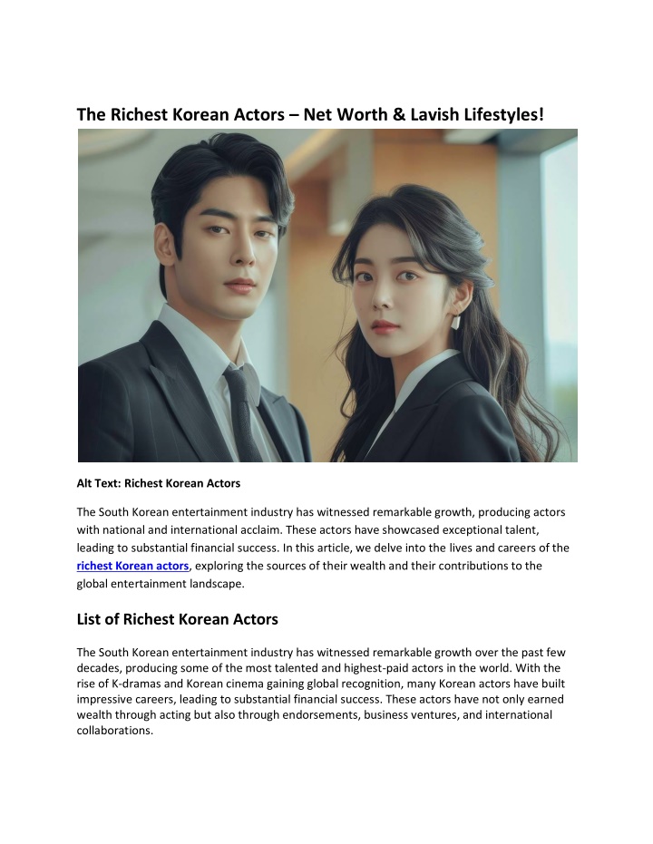 the richest korean actors net worth lavish