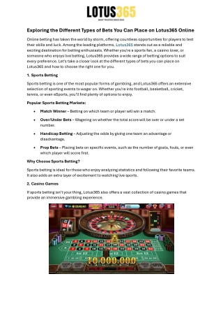 exploring the different types of bets