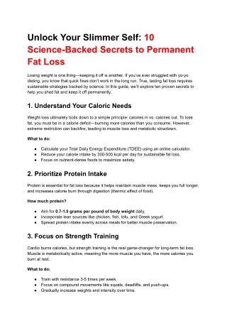 Unlock Your Slimmer Self 10 Science-Backed Secrets to Permanent Fat Loss