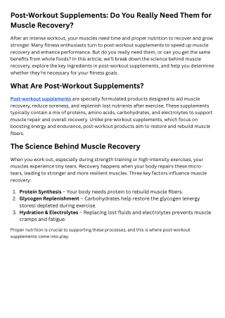 post workout supplements do you really need them