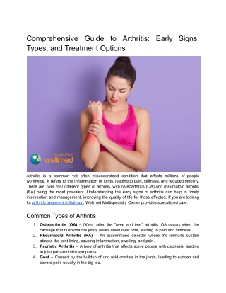 Understanding Arthritis Problems and Early Signs
