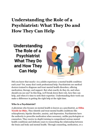 The Essential Role of a Psychiatrist in Mental Healthcare