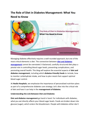 The Role of Diet in Diabetes Management: What You Need to Know