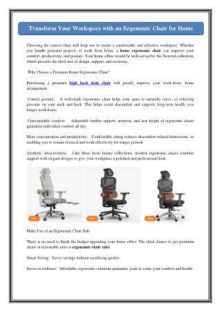 transform your workspace with an ergonomic chair
