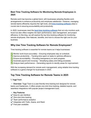 best time tracking software for monitoring remote
