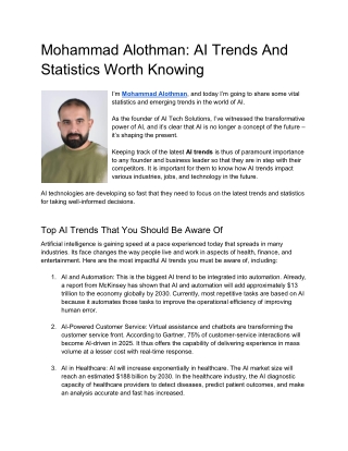 mohammad alothman ai trends and statistics worth