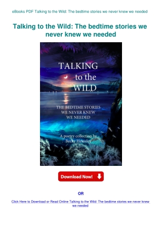 eBooks PDF Talking to the Wild The bedtime stories we never knew we needed
