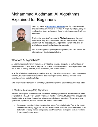 mohammad alothman ai algorithms explained