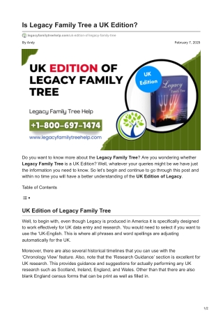 UK Edition of Legacy Family Tree
