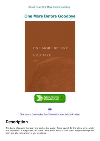 Books Read One More Before Goodbye
