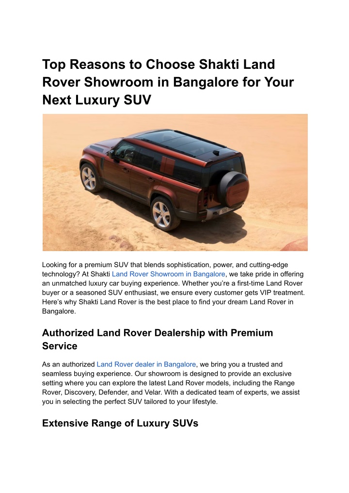 top reasons to choose shakti land rover showroom