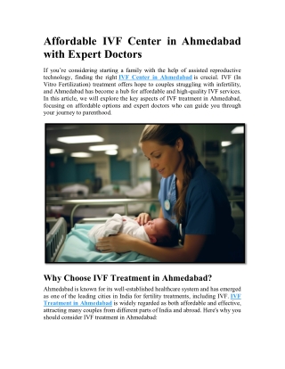 Affordable IVF Center in Ahmedabad