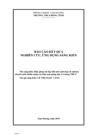 SKKN Biện pháp chỉ đạo đổi mới sinh hoạt tổ (nhóm) chuyên môn nhằm nâng cao hiệu quả giảng dạy ở trường THCS