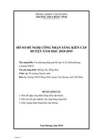 SKKN Các phương pháp giải bài tập về số chính phương ở trường THCS