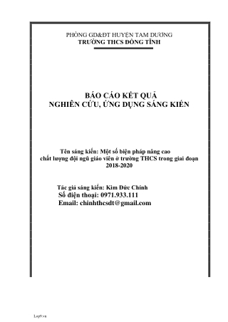 SKKN Một số biện pháp nâng cao chất lượng đội ngũ giáo viên ở trường THCS trong giai đoạn 2018-2020