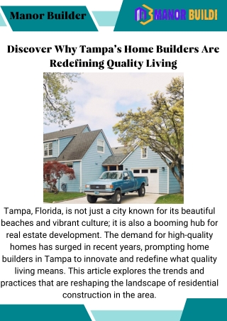 Discover Why Tampa’s Home Builders Are Redefining Quality Living