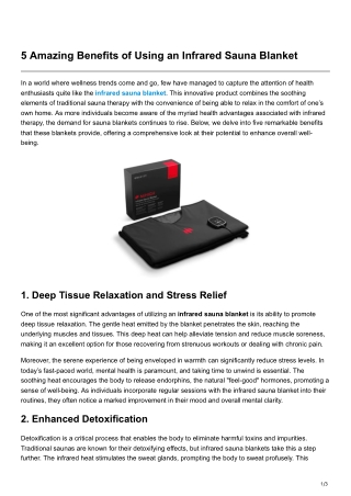 5 Amazing Benefits of Using an Infrared Sauna Blanket
