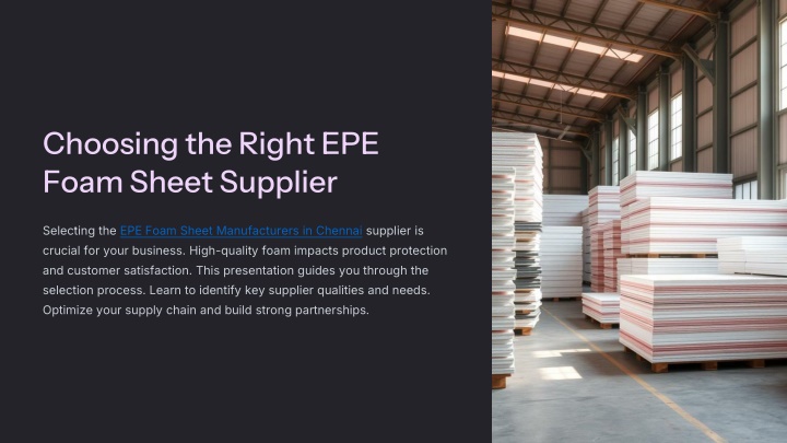 choosing the right epe foam sheet supplier