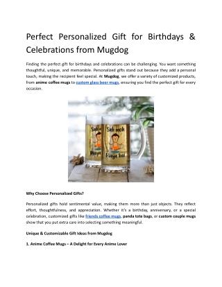 Perfect Personalized Gift for Birthdays & Celebrations from Mugdog