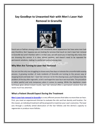 Say Goodbye to Unwanted Hair with Men's Laser Hair Removal in Granville