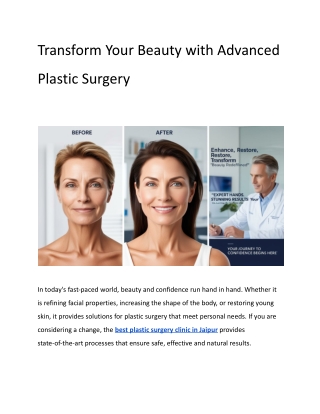 Transform Your Beauty with Advanced Plastic Surgery