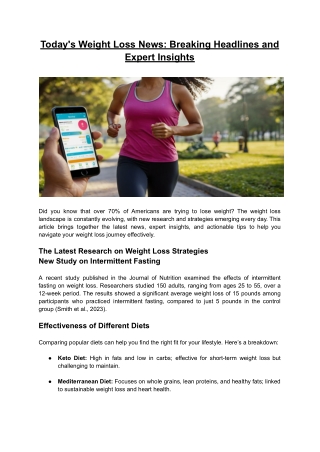 Today's Weight Loss News- Breaking Headlines and Expert Insights