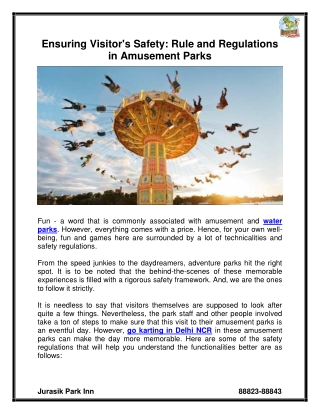 Ensuring Visitor's Safety: Rule and Regulations in Amusement Parks