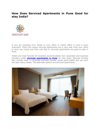 How Does Serviced Apartments in Pune Good for stay India