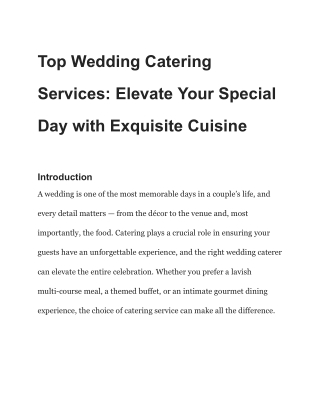 Wedding Catering Services