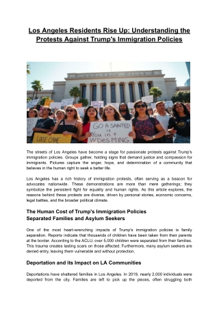 Los Angeles Residents Rise Up- Understanding the Protests Against Trump's Immigration Policies