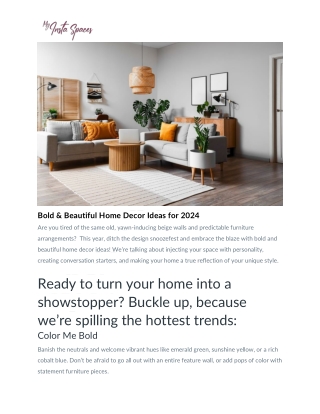 Bold & Beautiful Home Decor Ideas for 2024