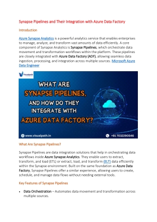 synapse pipelines and their integration with